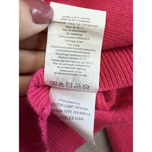 Molly Bracken Hot Pink Button Crop Long Sleeve Sweater Cardigan Medium - Picture 8 of 10